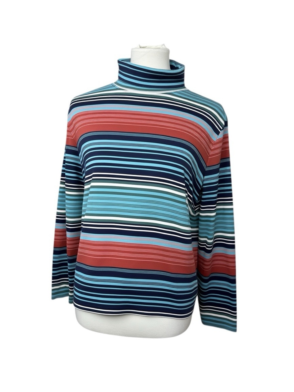 L.L.Bean XL Petite Supima Cotton Striped Turtleneck Top Multicolor